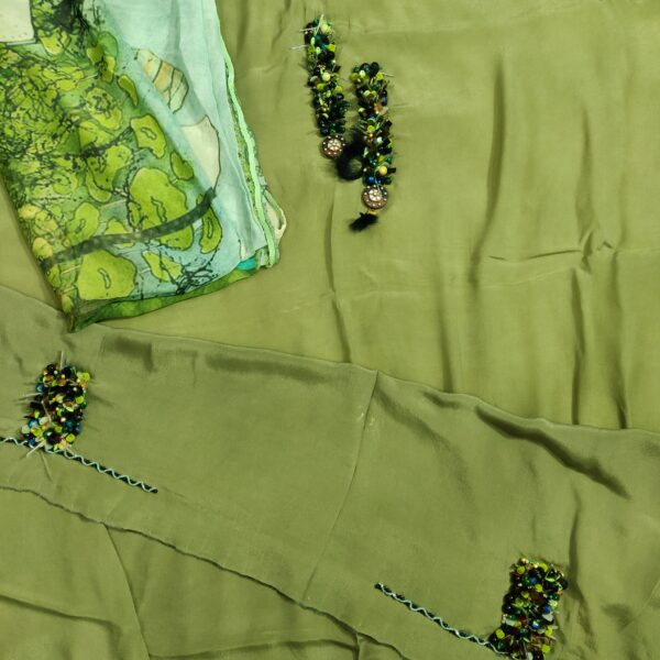 Green Natural Crepe+Pure Chiffon-929