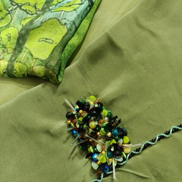 Green Natural Crepe+Pure Chiffon-929 - Image 3
